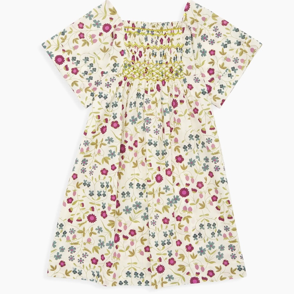 NWT Bonpoint Girl's Smocked Paysanne Dress, Size 12